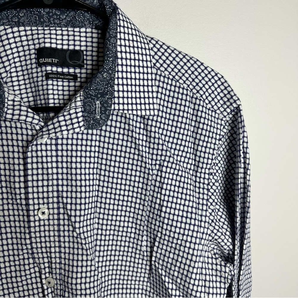 Men’s Quieti Size Medium Long Sleeve Geometric‎ Paisley Flip Cuff Button Shirt - Picture 3 of 5